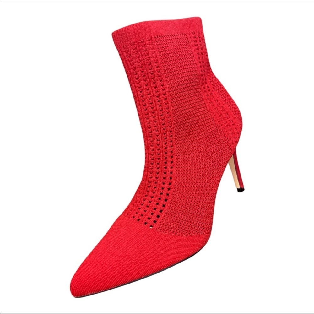 Catherine Malandrino Dnonito Pointed Toe Vibrant Red Knit Stiletto Heels Size 9